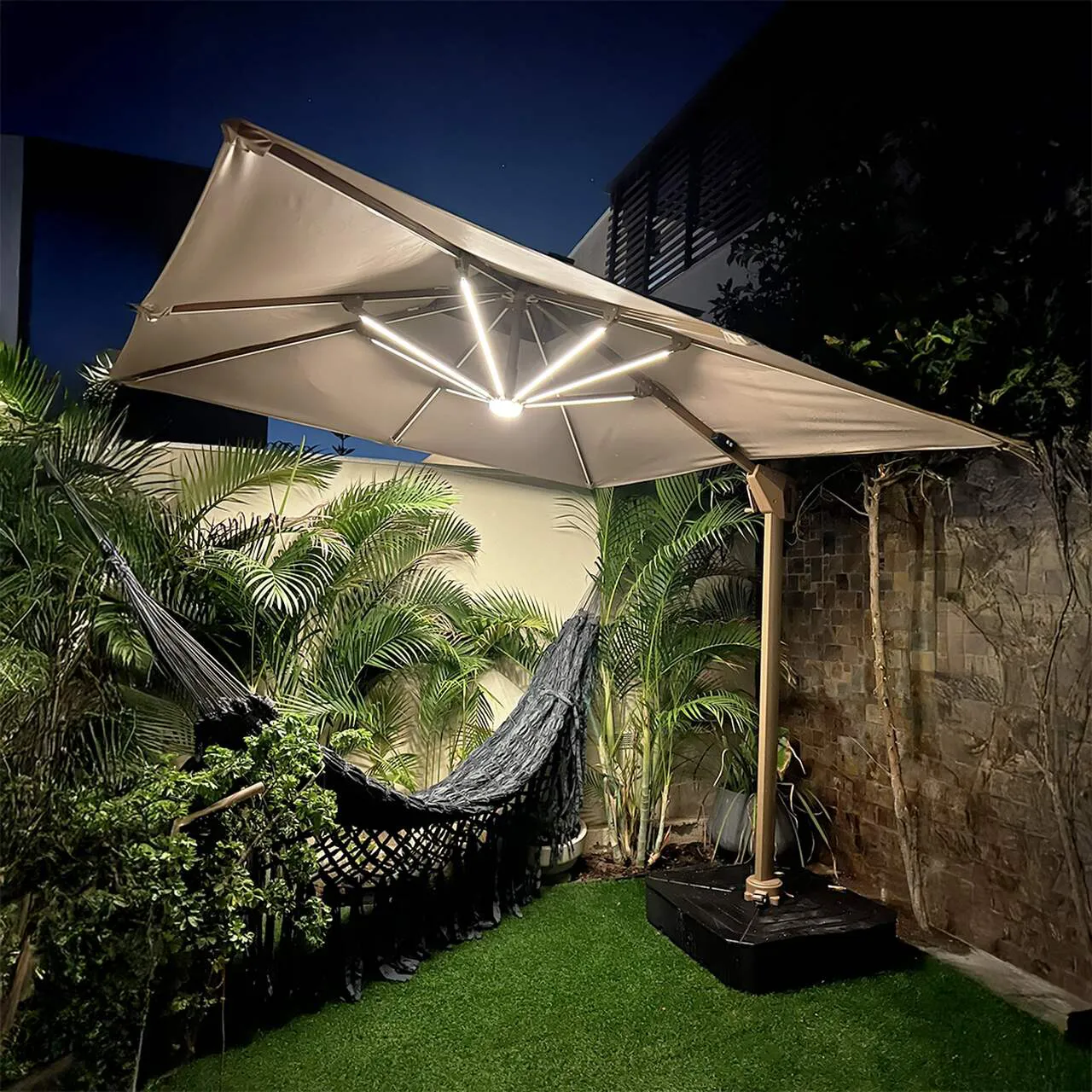 Ombrelone Guarda Sol Gold Led Alumínio 3,0 x 3,0 C/ Base em 100 L - Imagem 10