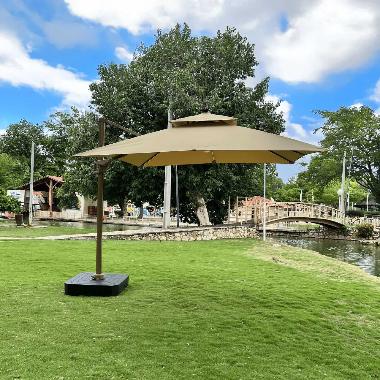 Ombrelone Guarda Sol Gold Led Alumínio 3,0 x 3,0 C/ Base em 100 L - Imagem 9