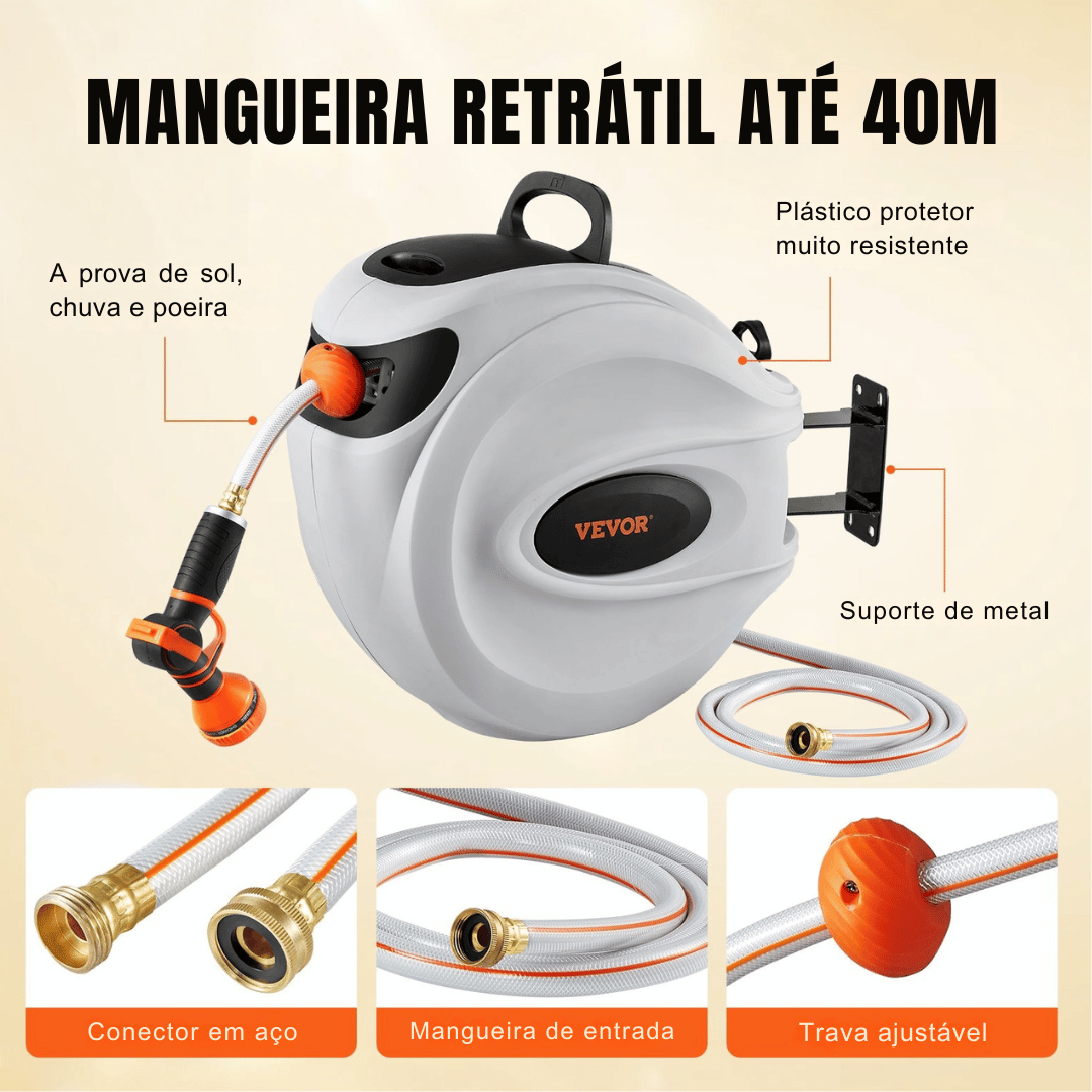 Mangueira Retrátil Carretel VEVOR 40m x 1/2" - Imagem 5