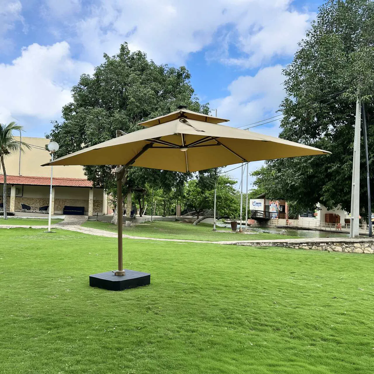 Ombrelone Guarda Sol Gold Led Alumínio 3,0 x 3,0 C/ Base em 100 L - Imagem 8