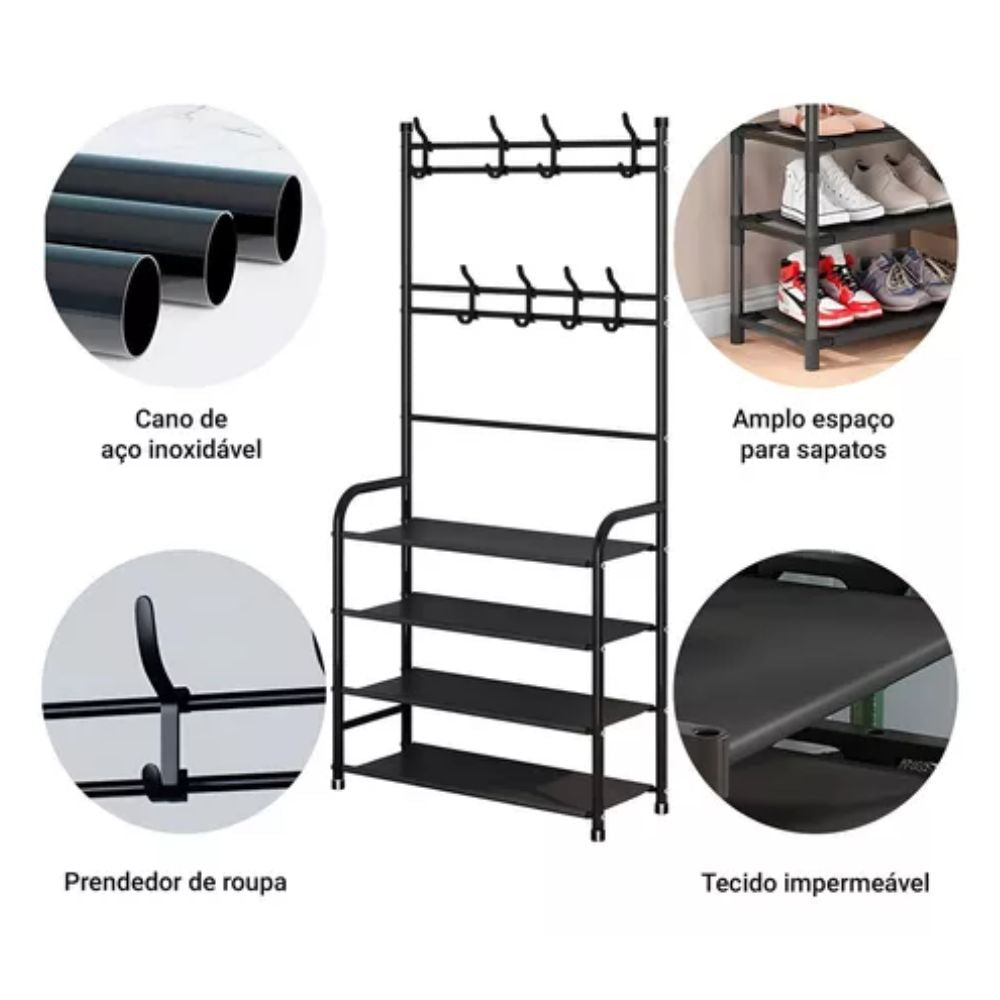 Cabideiro Sapateira Metálica Decoteam 4 Níveis 8 Ganchos - Imagem 8