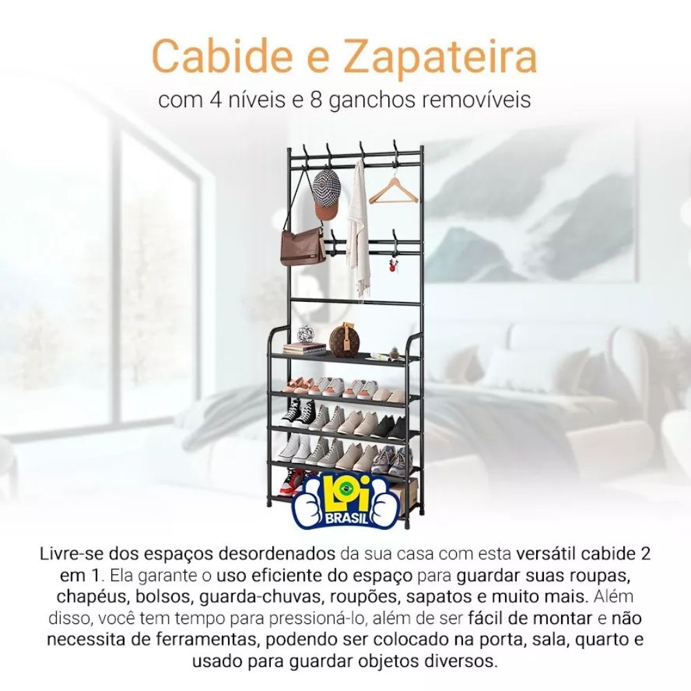 Cabideiro Sapateira Metálica Decoteam 4 Níveis 8 Ganchos - Imagem 2