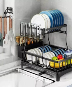 Escorredor De Louça 2 Em 1 Decoteam 2 Níveis Ralo Ajustável