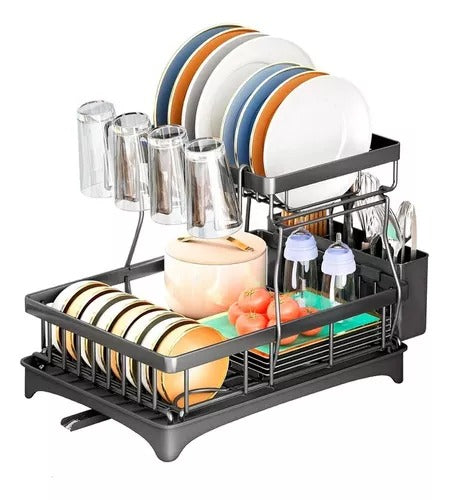 Escorredor De Louça 2 Em 1 Decoteam 2 Níveis Ralo Ajustável - Imagem 2