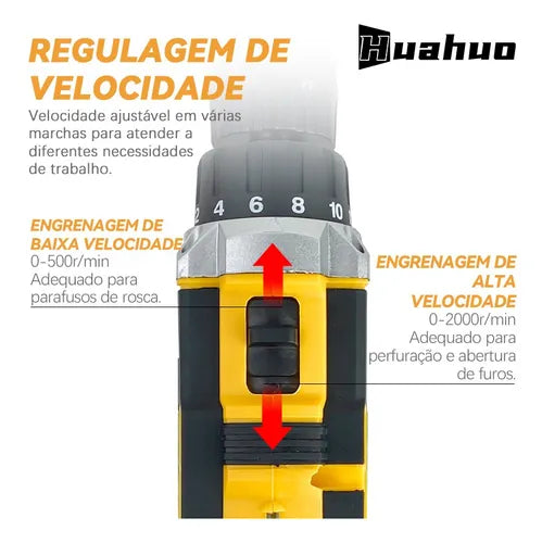 Parafusadeira e Furadeira Huahuo 26V - Bateria de Brinde - Imagem 3