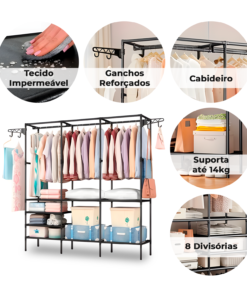 Guarda Roupa Decoteam Dobrável Closet Aberto Organizador Aço