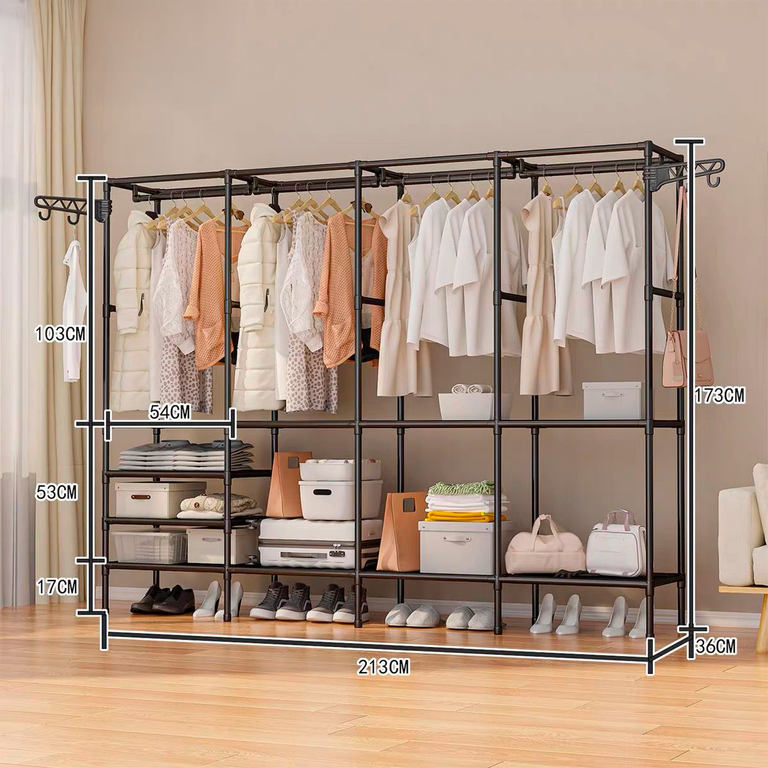 Guarda Roupa Decoteam Dobrável Closet Aberto Organizador Aço - Imagem 7