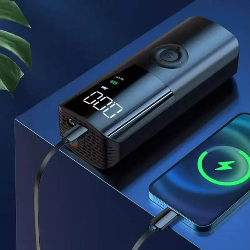 Compressor de Ar Portátil 12V Sem Fio com Iluminação LED e Inflação Rápida - Imagem 2