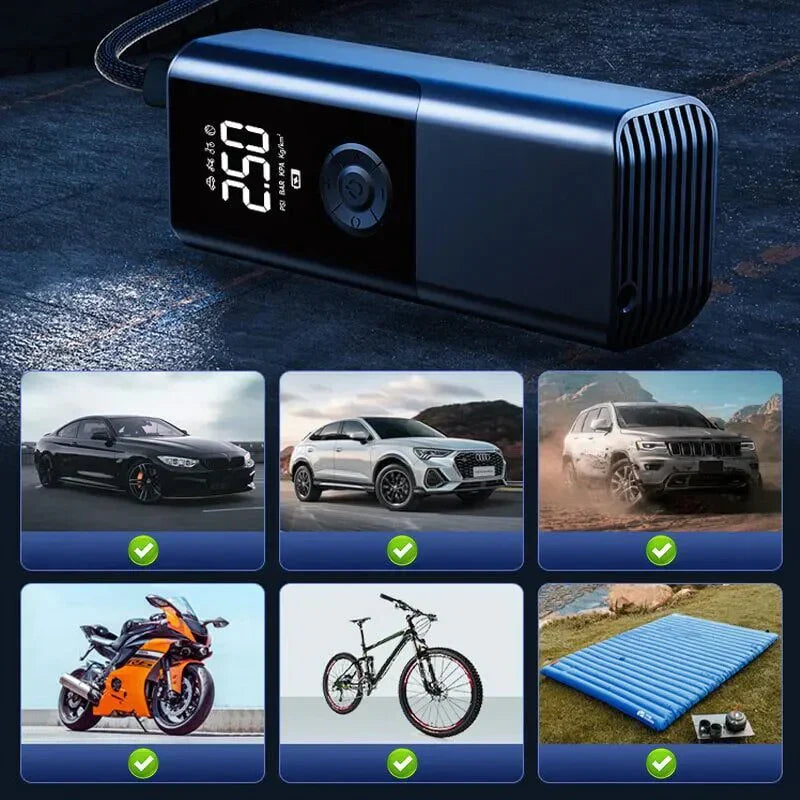 Compressor de Ar Portátil 12V Sem Fio com Iluminação LED e Inflação Rápida - Imagem 12