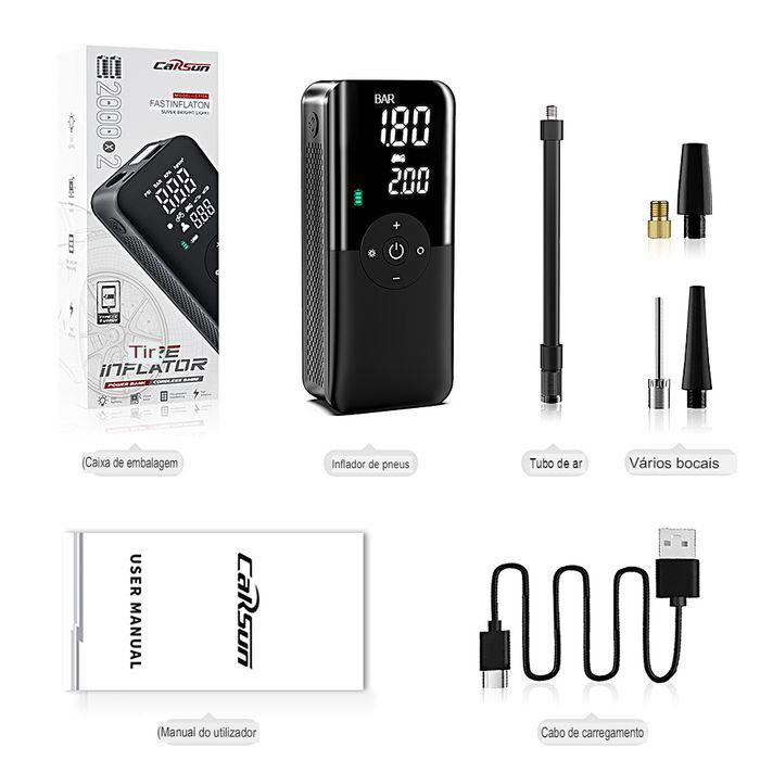 Compressor de Ar Portátil 12V Sem Fio com Iluminação LED e Inflação Rápida - Imagem 10