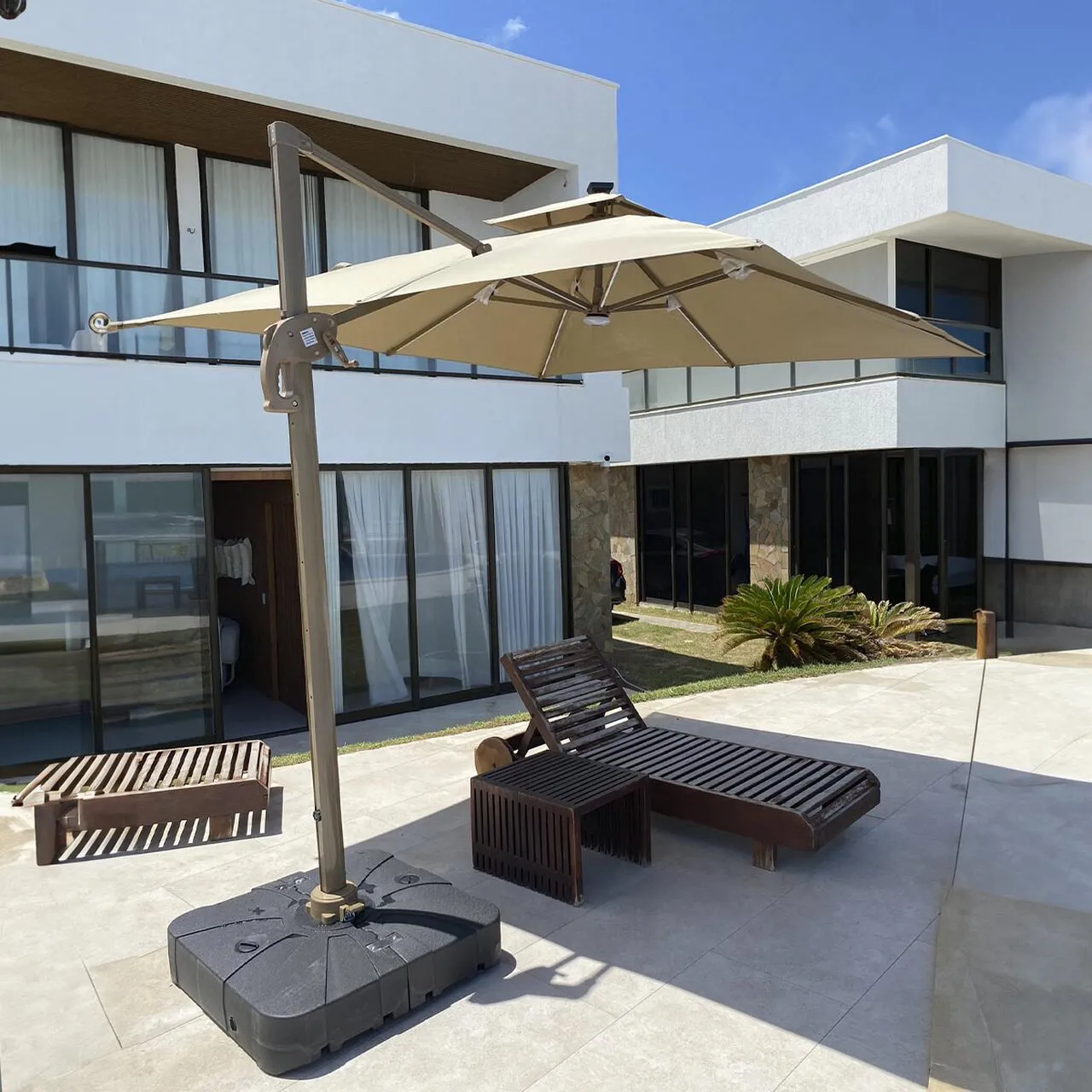 Ombrelone Guarda Sol Gold Led Alumínio 3,0 x 3,0 C/ Base em 100 L - Imagem 7