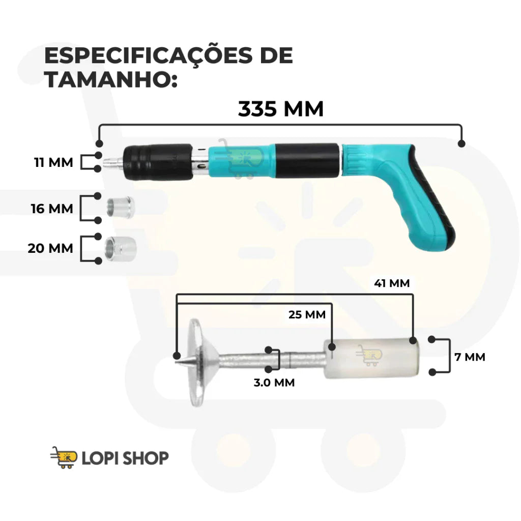 Pistola De Fixação Finca Pinos + Brinde 300 Pinos para Drywall Gesso Concreto Madeira - Imagem 7