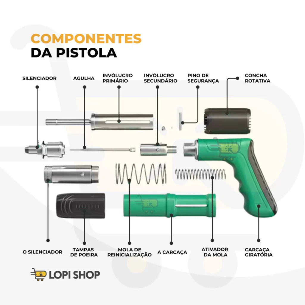 Pistola De Fixação Finca Pinos + Brinde 300 Pinos para Drywall Gesso Concreto Madeira - Imagem 10