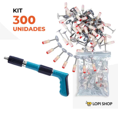 Pistola De Fixação Finca Pinos + Brinde 300 Pinos para Drywall Gesso Concreto Madeira - Imagem 3