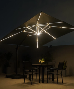 Ombrelone Guarda Sol Gold Led Alumínio 3,0 x 3,0 C/ Base em 100 L