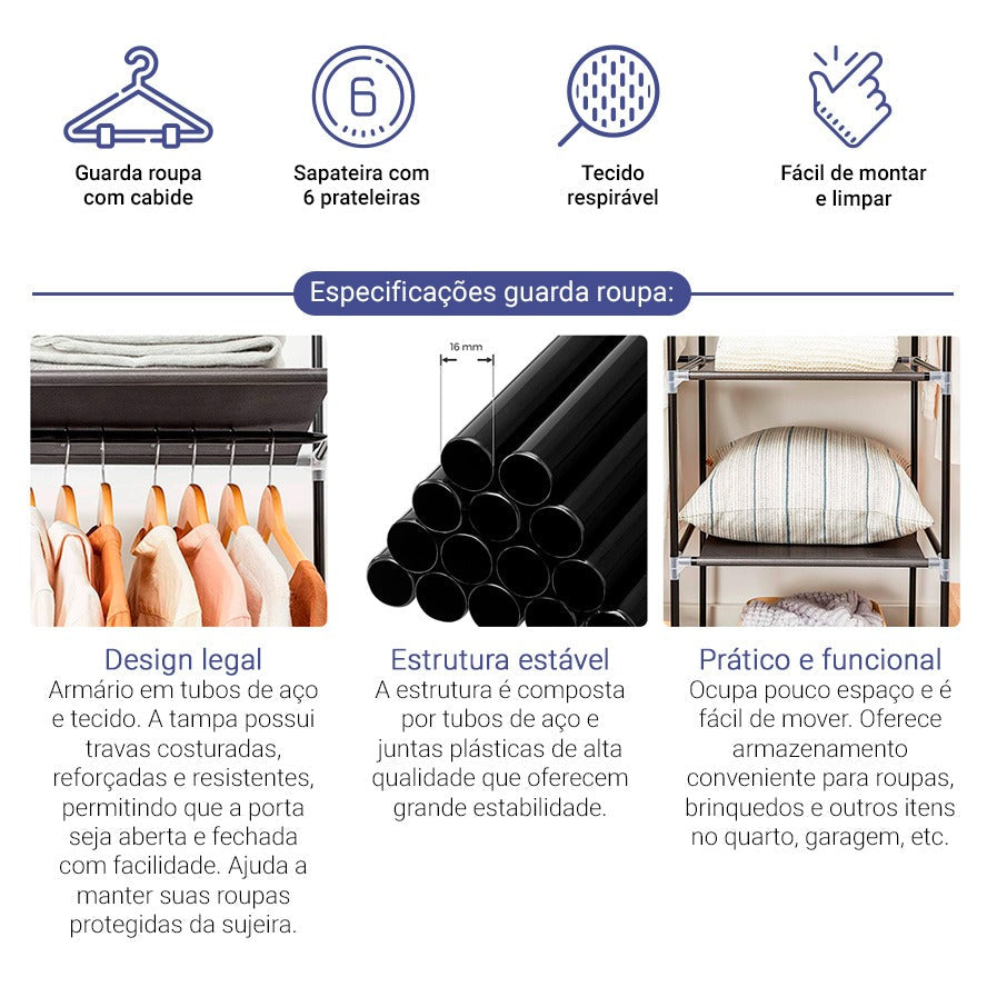 Guarda Roupa Dobrável Organizador Roupa Decoteam - Imagem 17