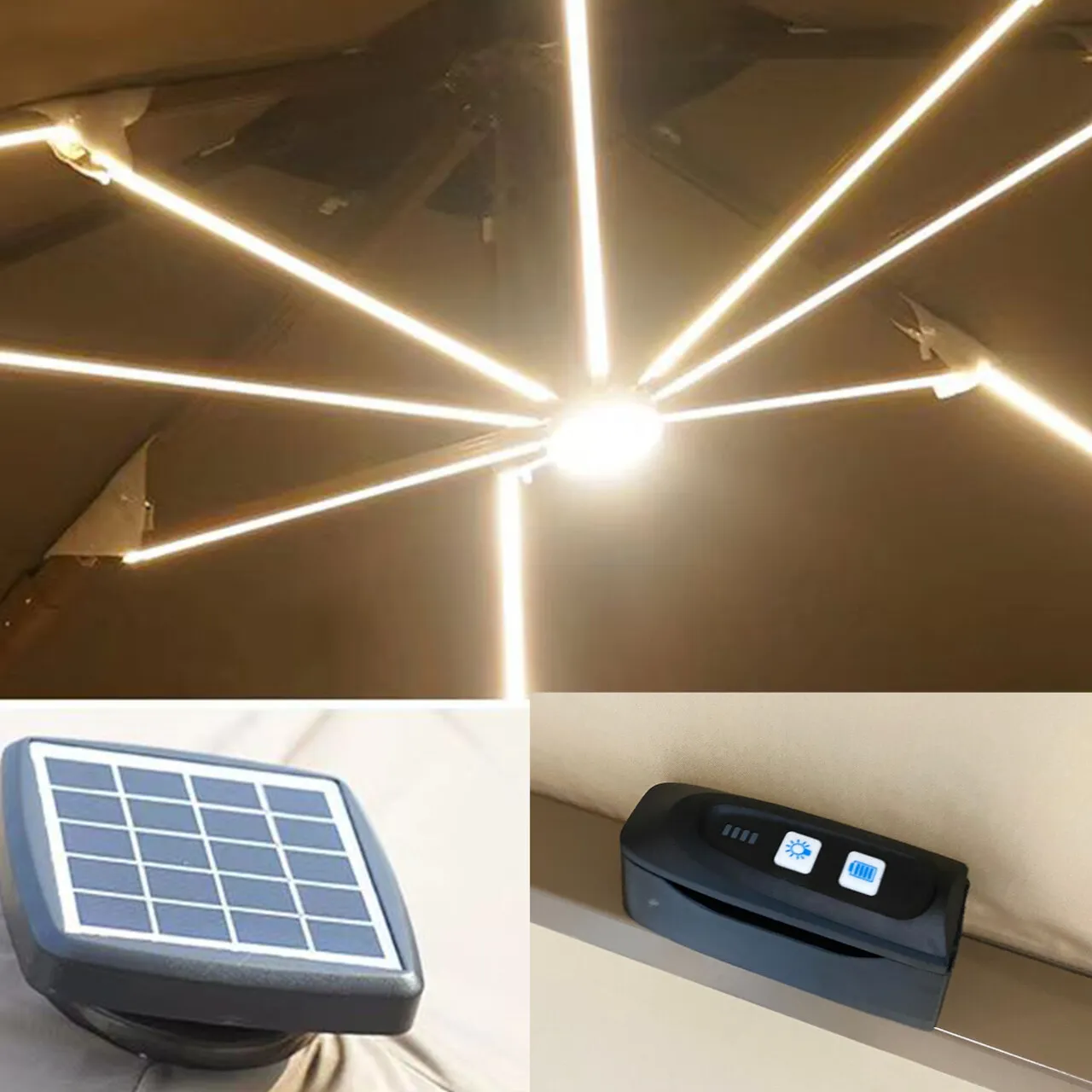 Ombrelone Guarda Sol Gold Led Alumínio 3,0 x 3,0 C/ Base em 100 L - Imagem 12