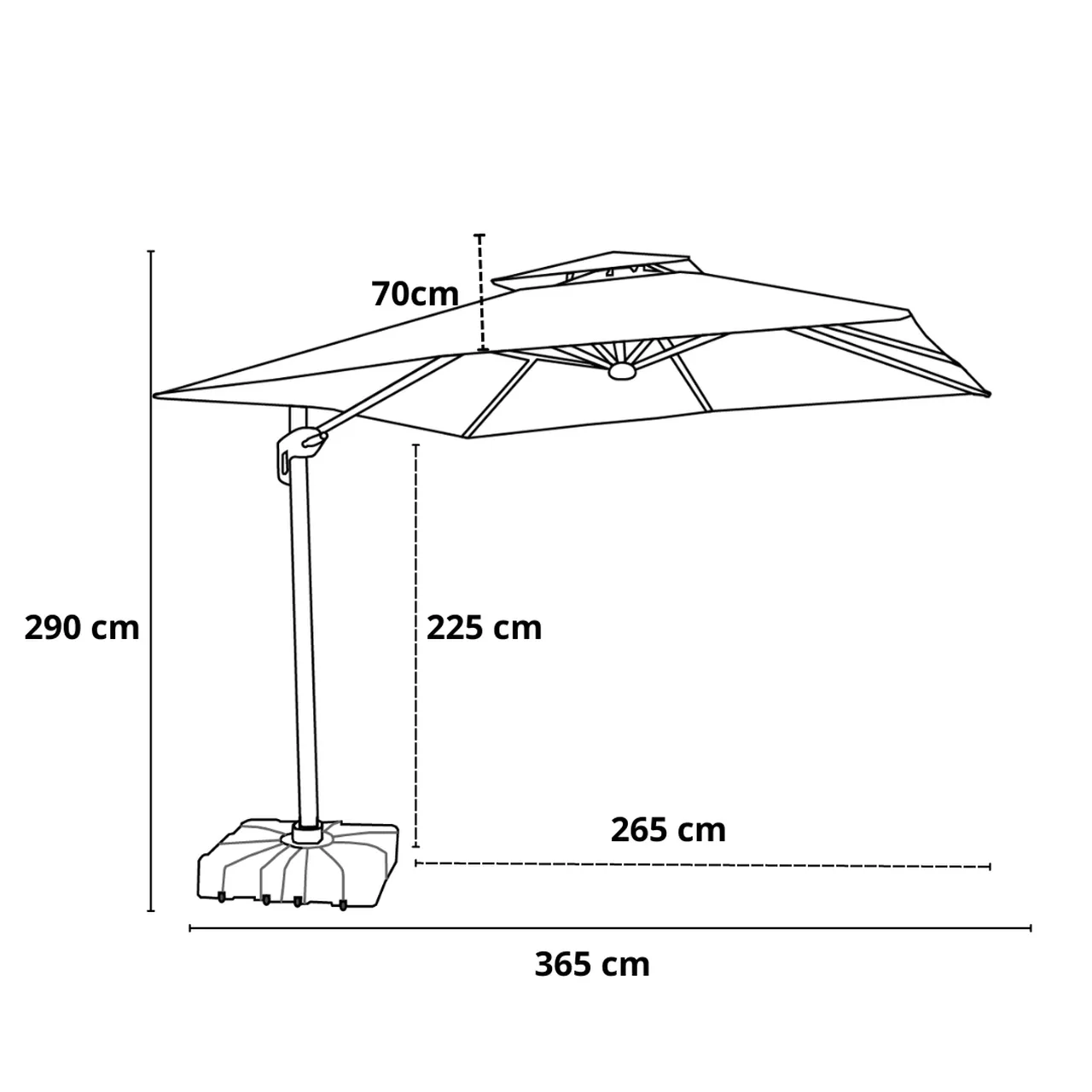 Ombrelone Guarda Sol Gold Led Alumínio 3,0 x 3,0 C/ Base em 100 L - Imagem 4