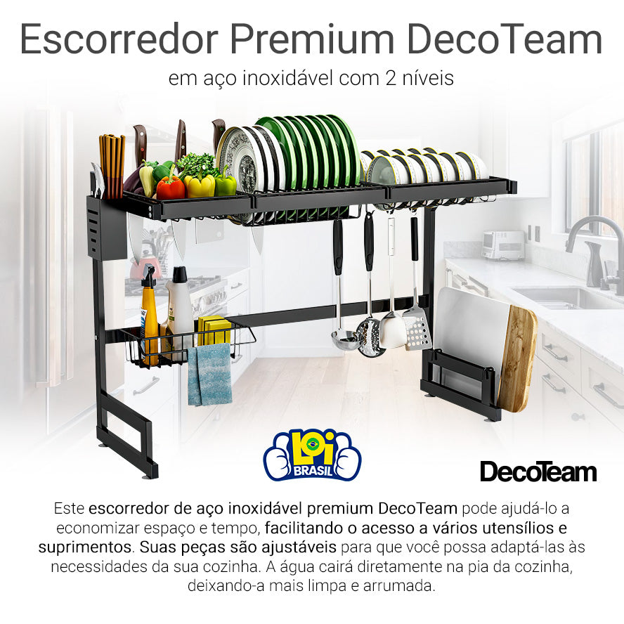 Escorredor de louças Decoteam 2 andares em aço inox Alta Qualidade - Imagem 5