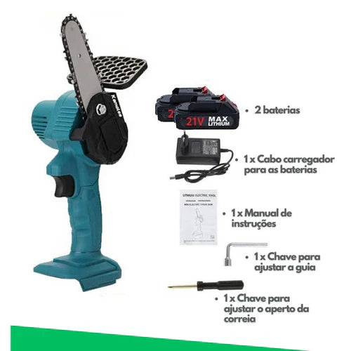 Mini Motosserra Elétrica de Poda Recarregável com Bateria 2000mAh K21 S02 - Imagem 2