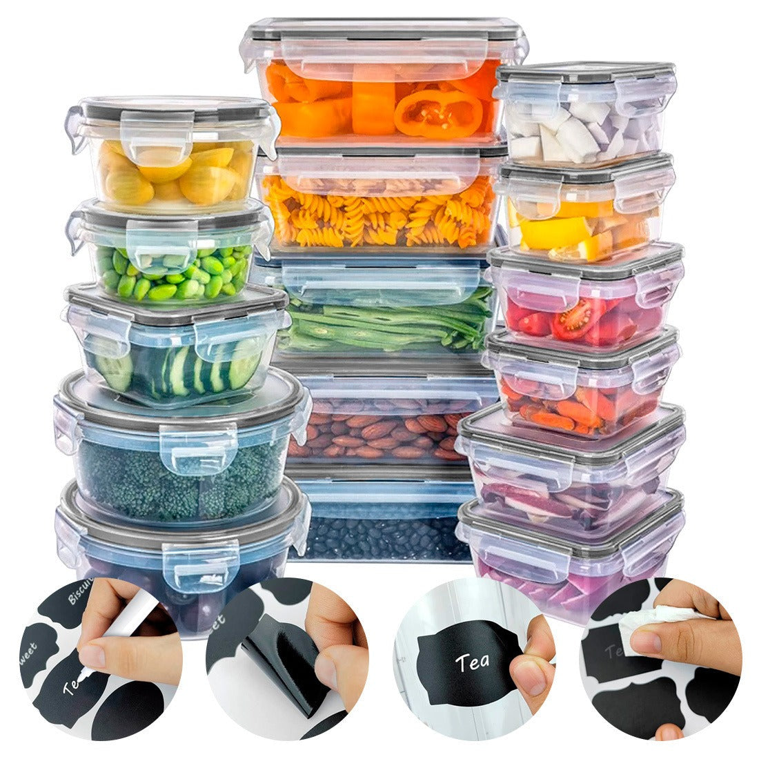 Conjunto 16 Potes Herméticos Croix Empilhavel Tampa E Trava - Imagem 4