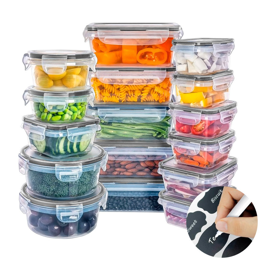 Conjunto 16 Potes Herméticos Croix Empilhavel Tampa E Trava - Imagem 5